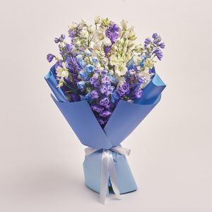 Elegant bouquet with purple and white flowers, flowers theme